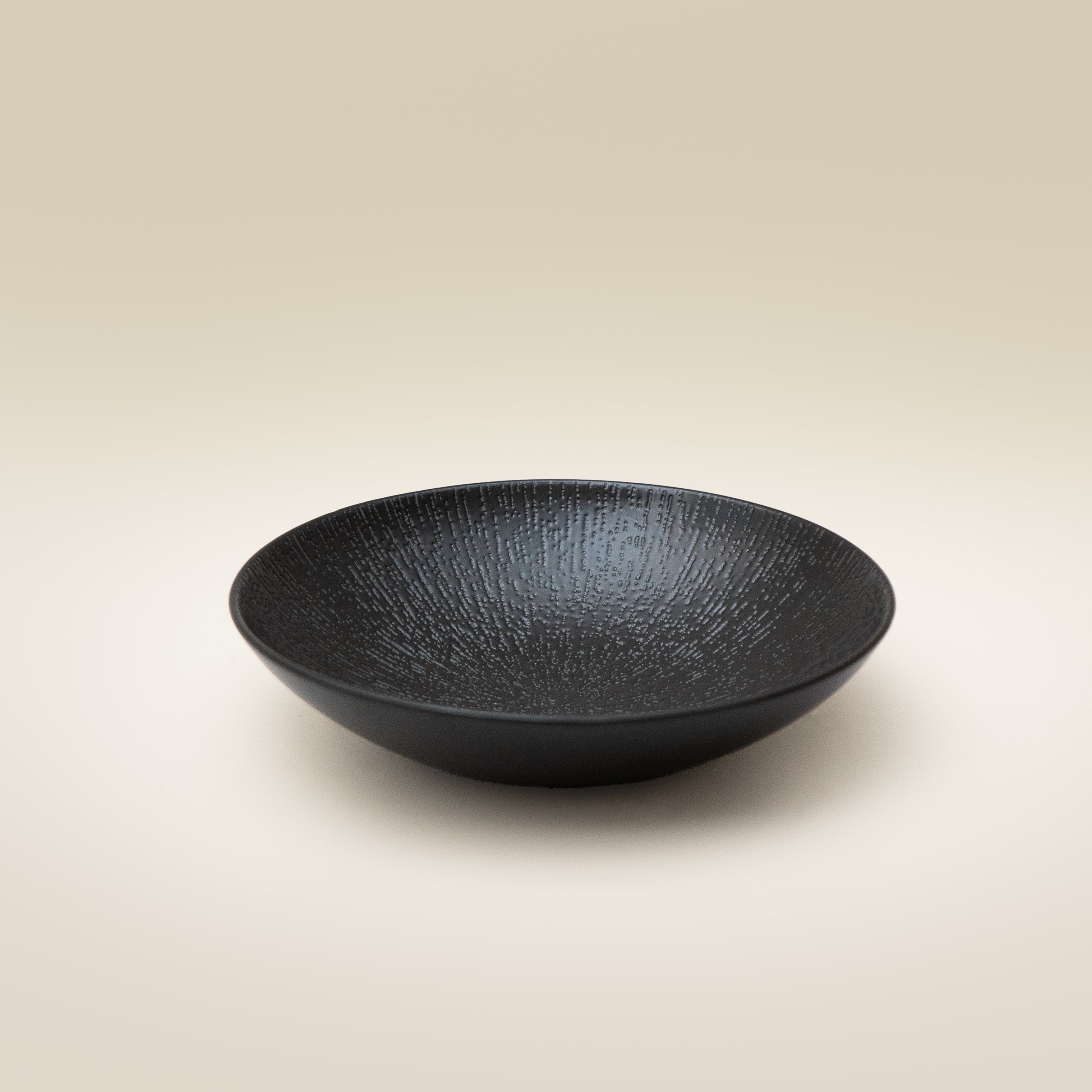 Linea Low Bowl 18cm - Black Porcelain Bowl Line Pattern