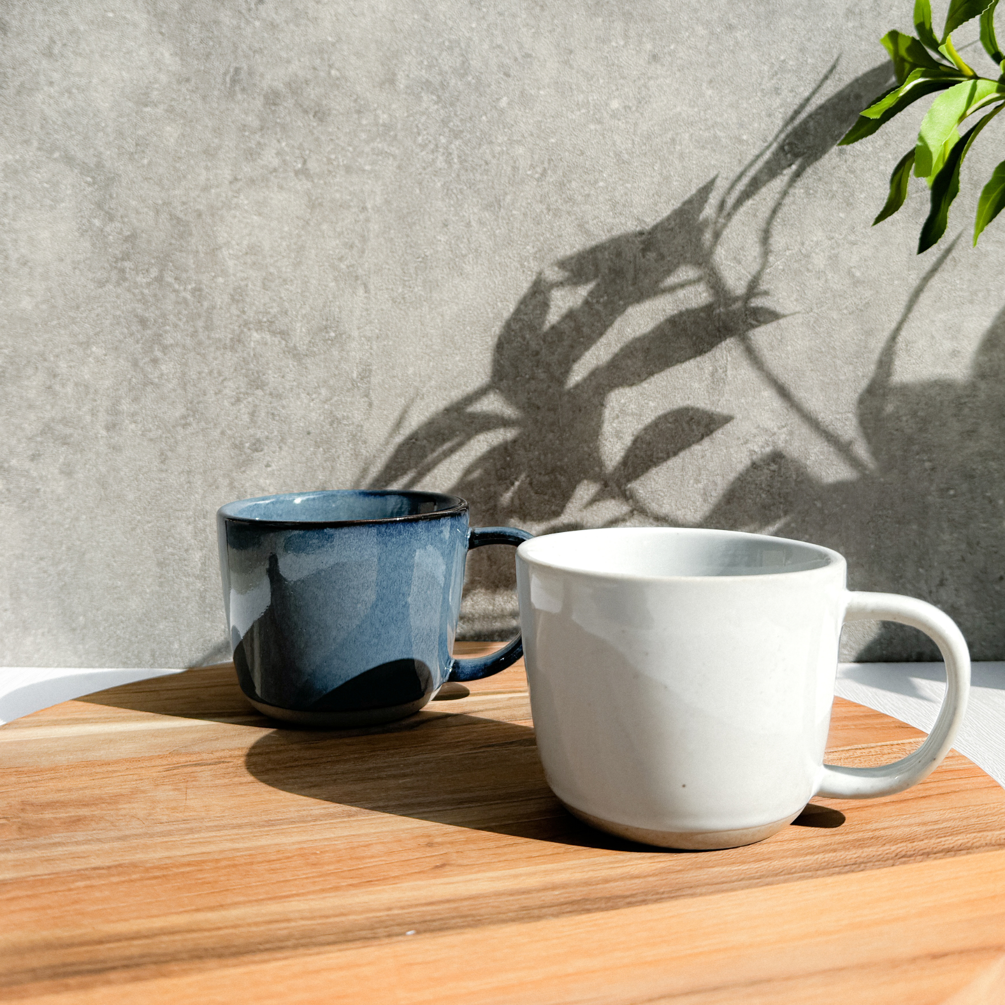 Craftstone Half-Glazed Twin Coffee Mug Set