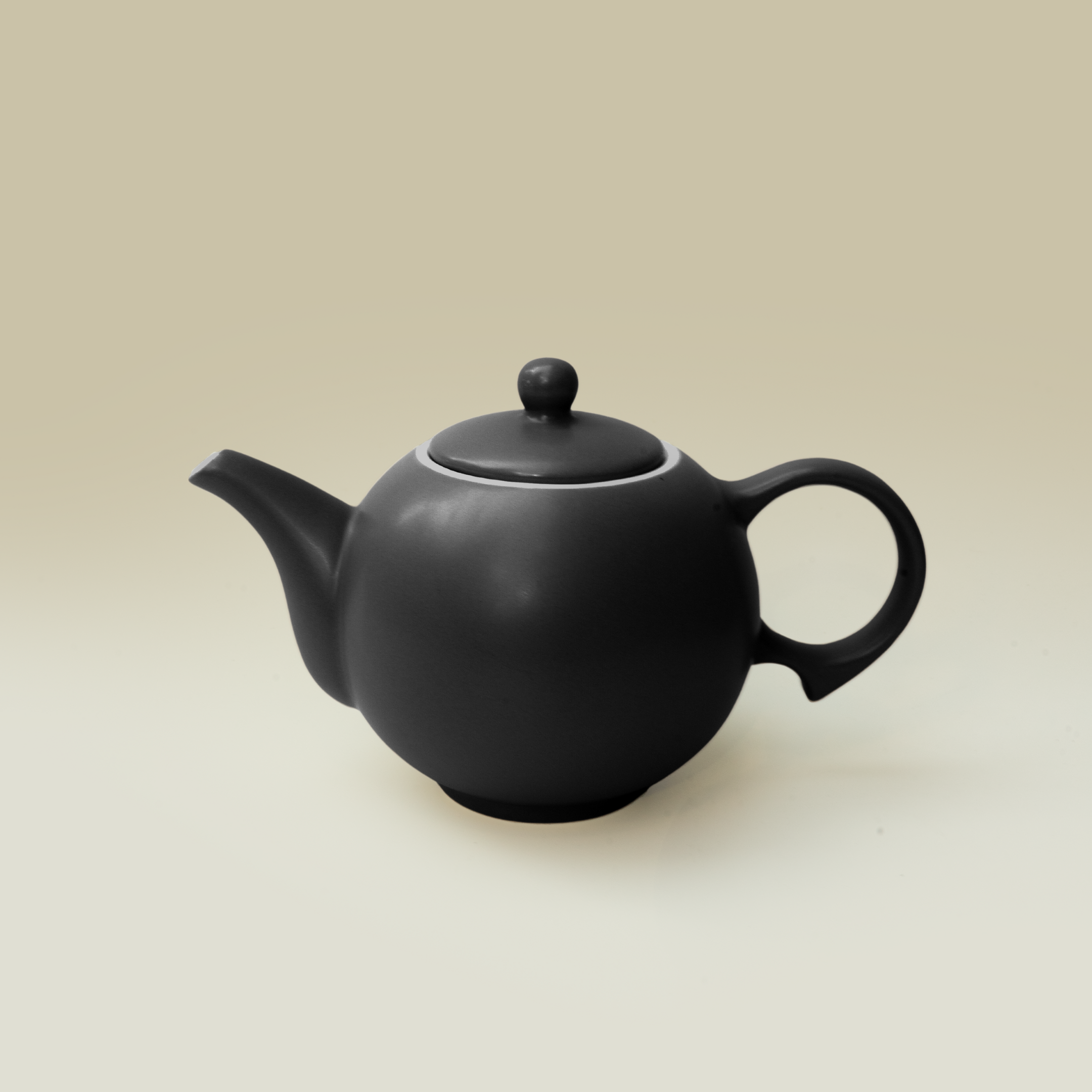 Matte Black Round Traditional Teapot