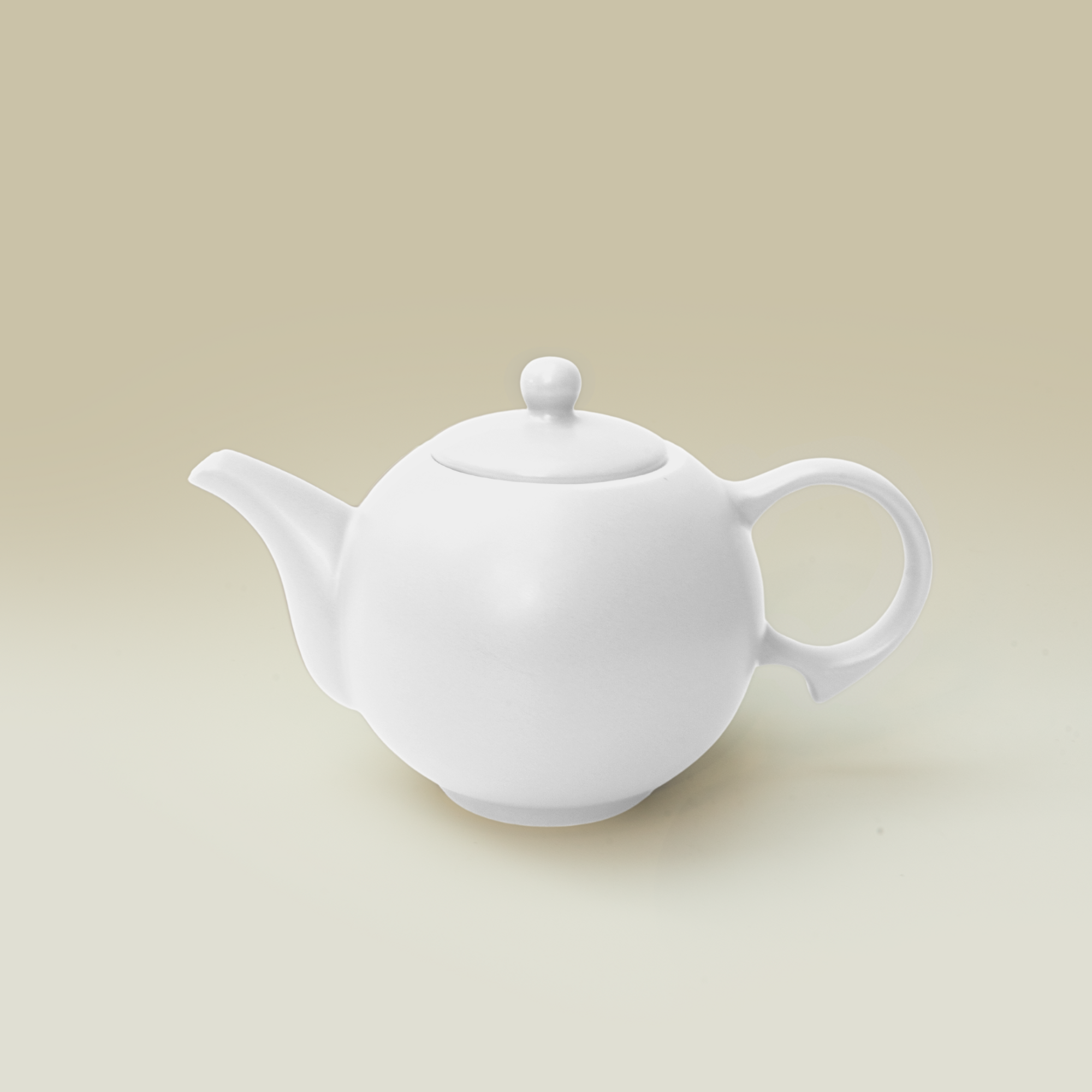 matte white round teapot