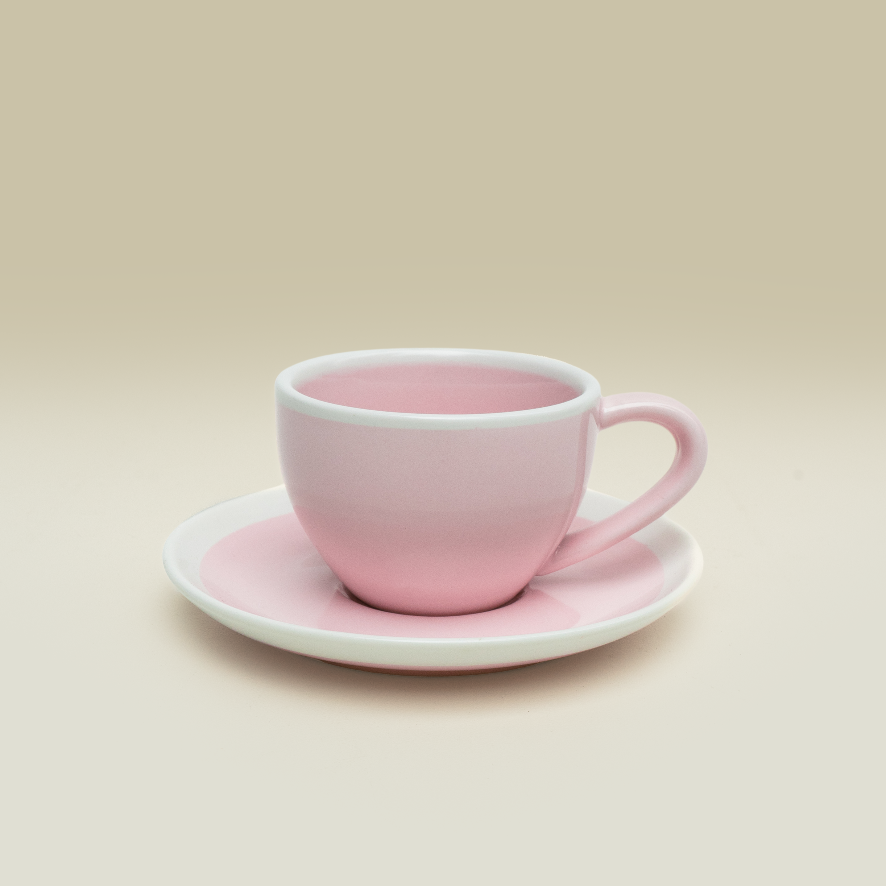 light pink coffee cup with saucer plate