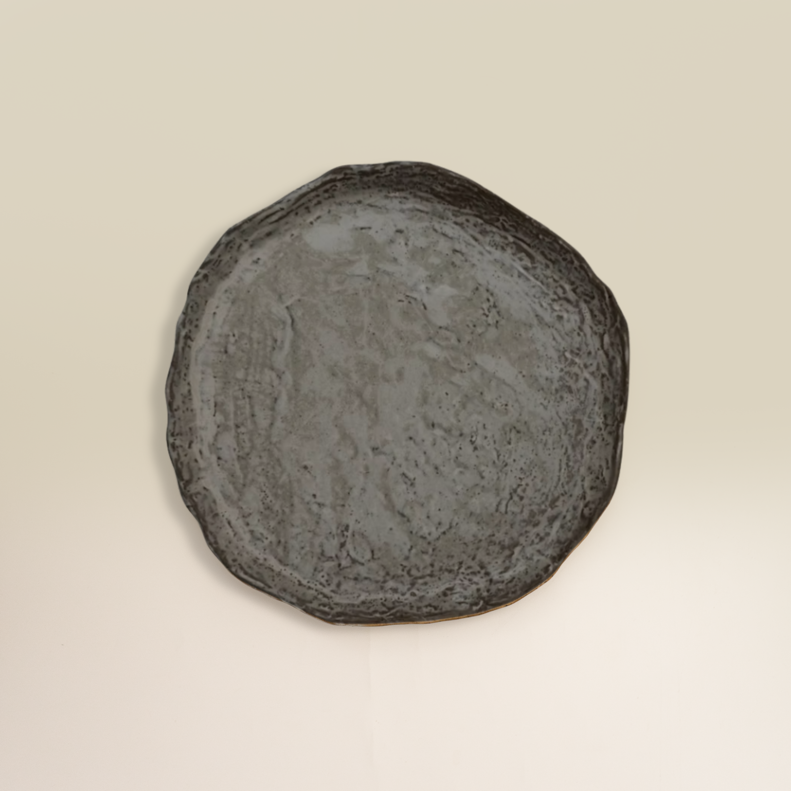 Remade Dinner Plate 25.5cm – Granite - Dark Taupe stoneware flat dinner plate with irregular edge - top view