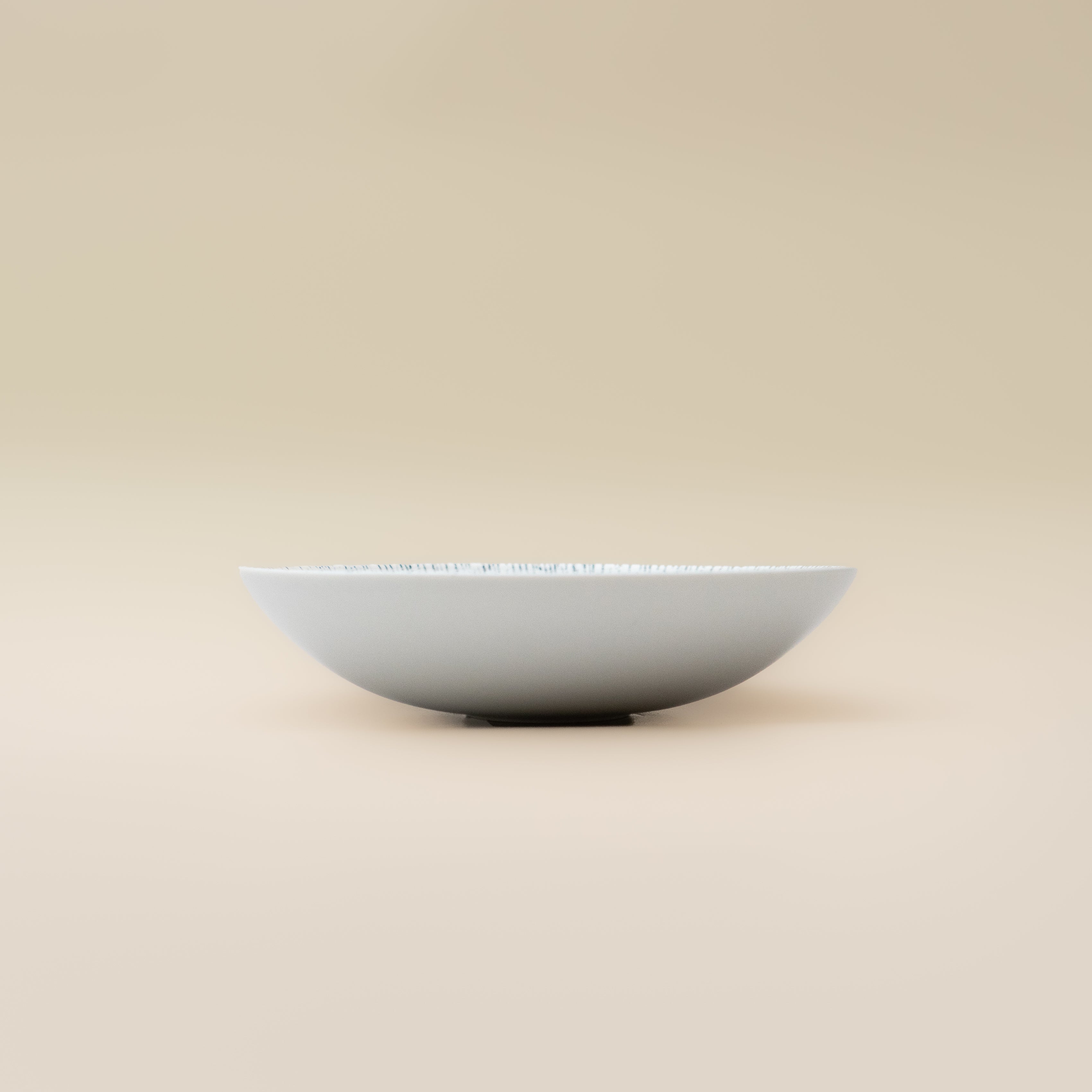 Linea Low Bowl 18cm - White Porcelain Bowls Line Pattern Side View
